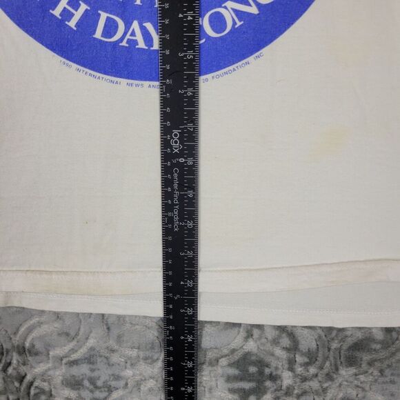 Vintage Earth Day Concert Shirt Men's Large White Tank Top 1990 90's Distressed - Picture 9 of 11